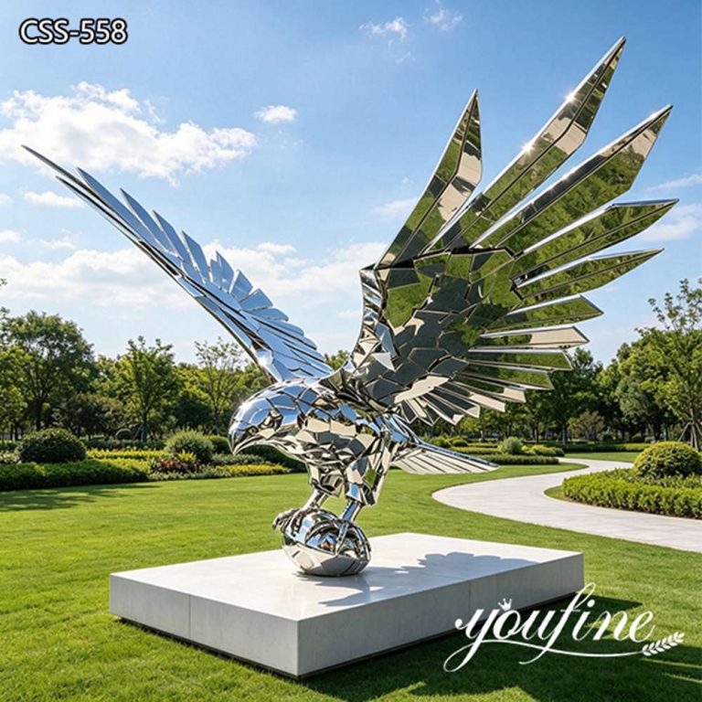 Mirror stainless steel eagle sculpture direct supplier