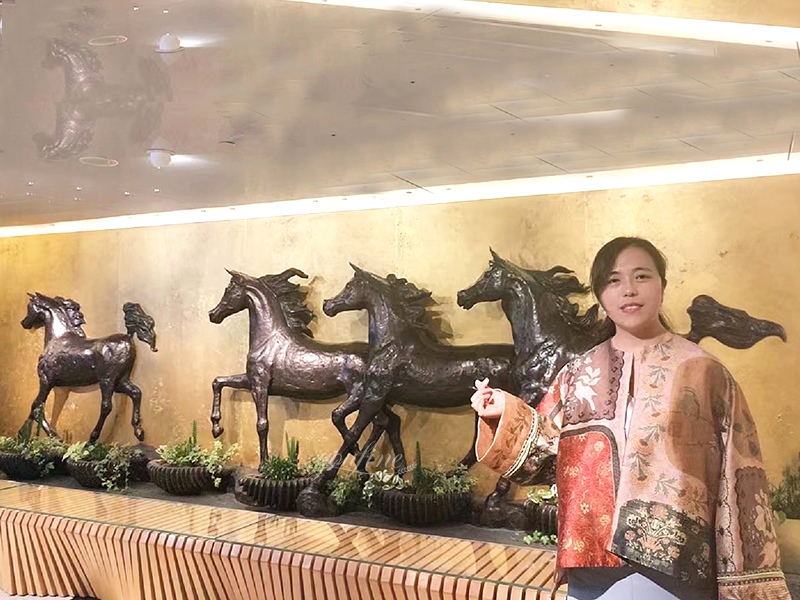 Factory-direct bronze Arabian horse sculpture installed at a landmark project