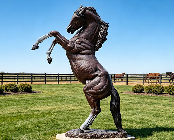 Bronze rearing horse sculpture cast by our factory