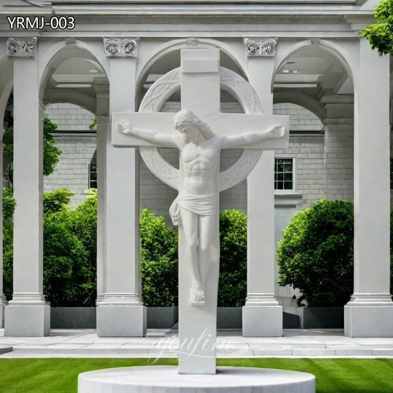 White marble Jesus crucifix statue for church order